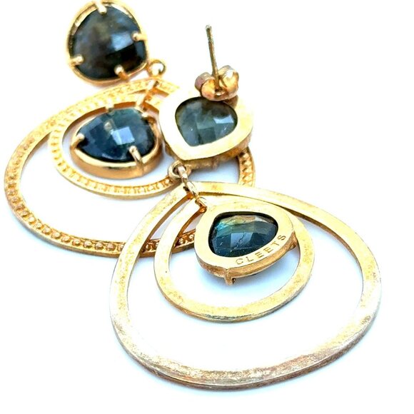 Cleets Gorgeous 2-Stones Dangle Earrings - Picture 2 of 6